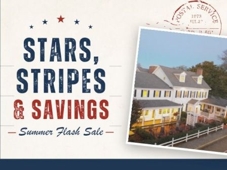 Stars, stripes & savings&mdash;summer flash sale banner with a house photo attached.